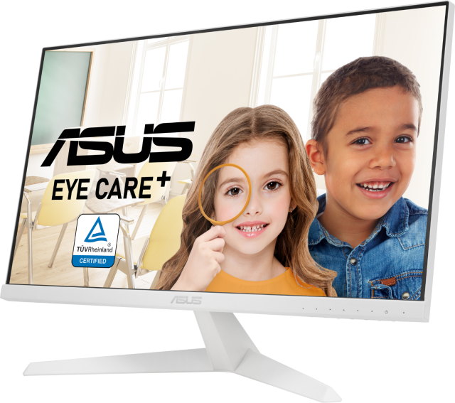 Монитор ASUS VY249HE-W, 23.8" (60.45 cm) FHD (1920x1080), 250 cd/m2, IPS, 75Hz, 1ms, Eye Care Plus, FreeSync, Rest Reminder, Blue Light Filter, Flicker Free, Antibacterial Treatment, HDMI, VGA