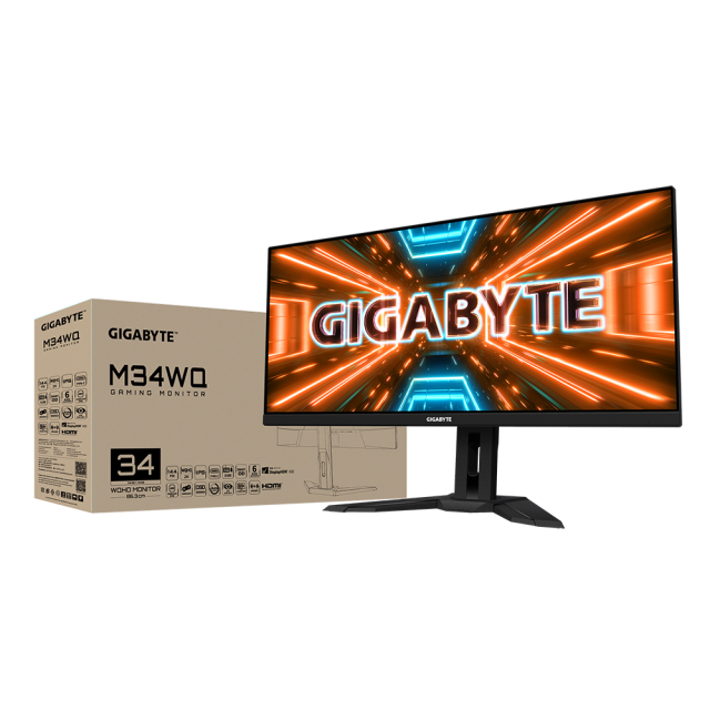 Геймърски Монитор Gigabyte M34WQ-EK, 34" IPS WQHD (3480 x 1440), 144Hz, 1ms, HDR400