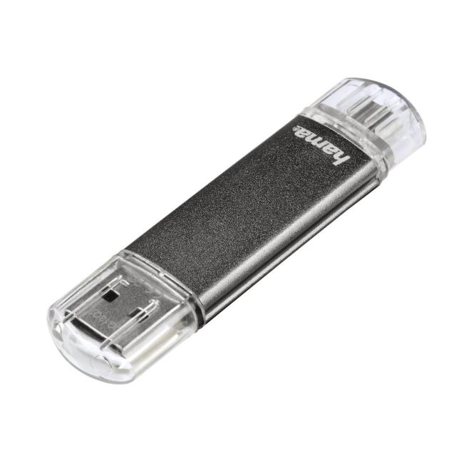 USB памет HAMA Laeta Twin, 64GB, USB2.0, Сив
