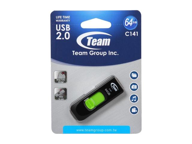 Памет USB Team Group Elite C141, 64GB, USB 2.0, Зелен