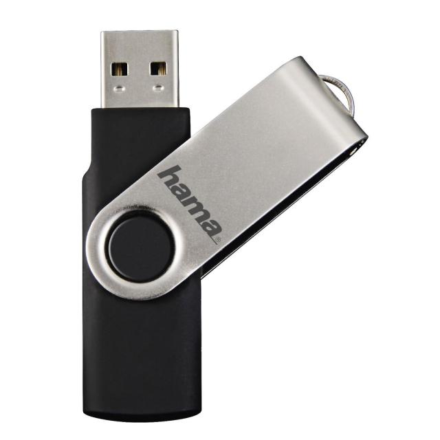 USB памет HAMA Rotate, 128GB, USB 2.0,10 MB/s, Черен