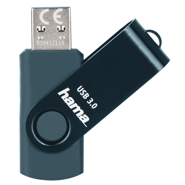 USB памет HAMA Rotate, 32GB, UBS 3.0 70 MB/s, Петролно синьо