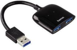 USB хъб HAMA "Мобилен", 2 x USB 3.0, черен