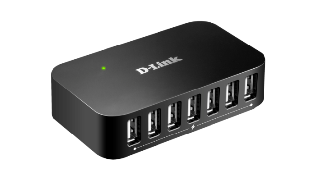 USB хъб D-Link DUB-H7/E, 7 x USB 2.0, с захранване, Черен