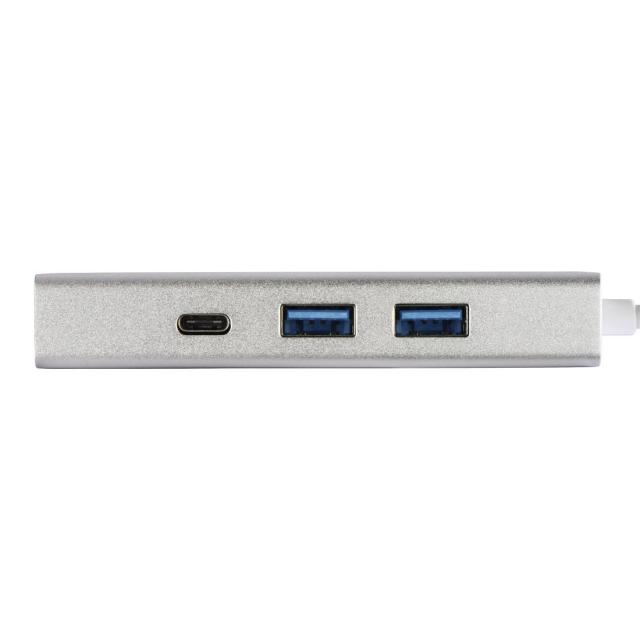 USB хъб HAMA Aluminium UHAM, USB 3.1, 2 x USB-A, 2 x USB-C, Сребрист