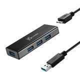 USB хъб J5Create JUH340, 4-портов USB 3.0, Черен 