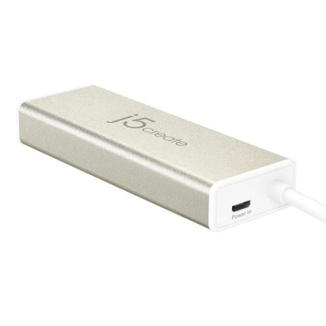Мултипортов адаптер J5create JCH347, USB-C 3.1,  USB-A 3.0, SD/Micro SD Card Reader