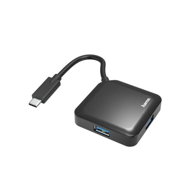 USB хъб HAMA, USB-C 4 x USB 3.2 Gen 1, 5 Gbit/s, Черен