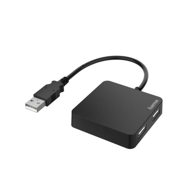 USB хъб HAMA, 4 портов, USB 2.0, 480 Mbit/s, Черен