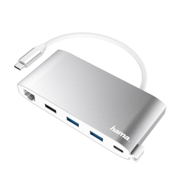 Мултипортов адаптер HAMA-200111, USB-C, 3 x USB-A, 2 x USB-C, VGA, HDMI, LAN