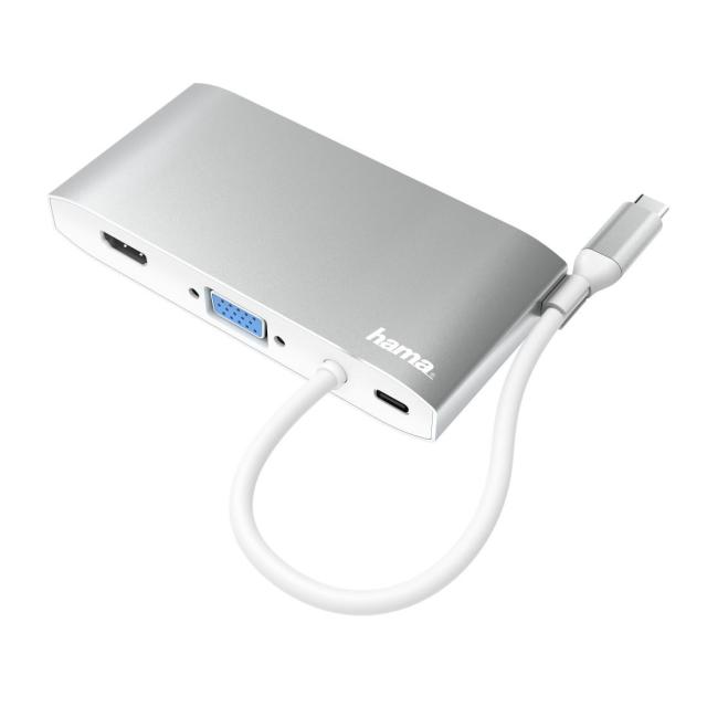 Мултипортов адаптер HAMA-200111, USB-C, 3 x USB-A, 2 x USB-C, VGA, HDMI, LAN