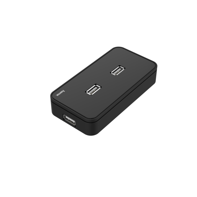 USB хъб HAMA, 7 x USB 2.0 480 Mbit/s, с захранване, Черен