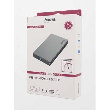 USB хъб със захранване HAMA, 4 x USB 3.0, 5Gbit/s, Сив