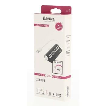 USB Хъб HAMA, 4 порта, USB 2.0 Type-A 480Mbit/s, черен