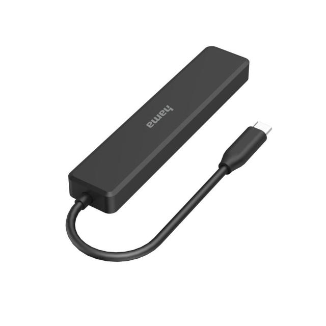 Мултипортов адаптер HAMA 200117, 3 x USB-A, 1 x USB-C, 1 x HDMI, 4К, Черен