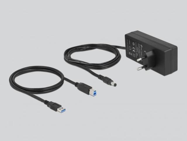 USB хъб Delock 63670, 10-портов, 10 x USB-A, 1 x USB-B, 5 Gbps, Превключвател, LED индикатор, Сив