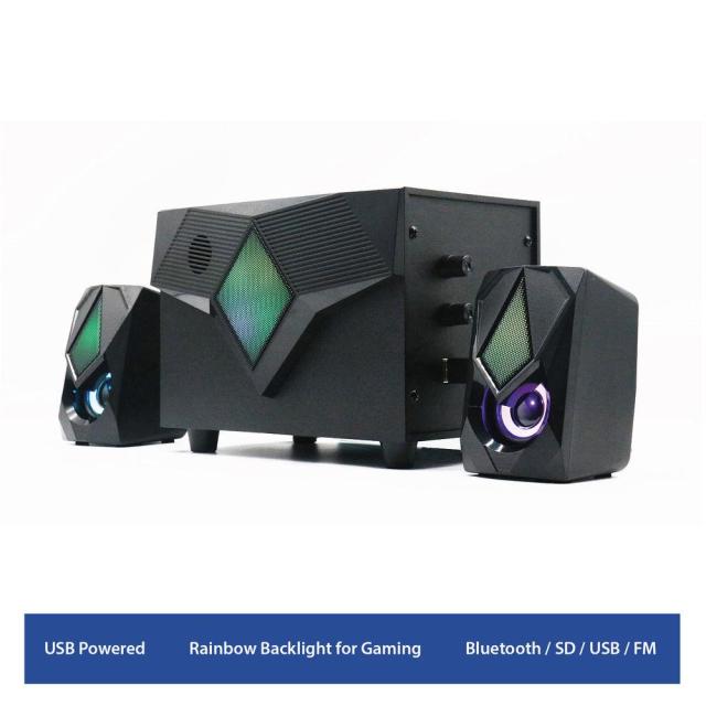 Колони Ewent EW3526, 2.1, FM Radio, USB, SD, AUX, Bluetooth, Черна