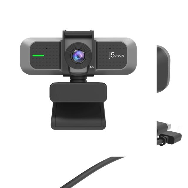 Уеб камера j5create JVU430, 4K Ultra HD, Два микрофона, 360° Rotation, Черен