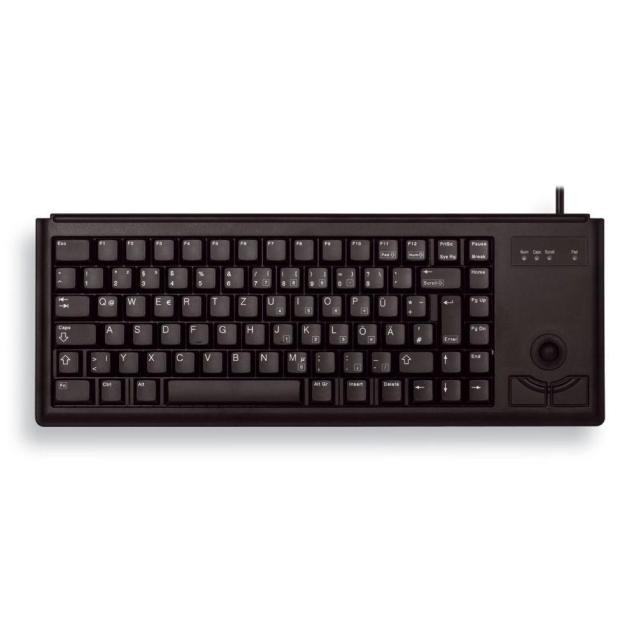 Клавиатура Cherry G84-4400, нископрофилни клавиши, вграден оптичен (500 dpi) trackball с 2 бутона, черна