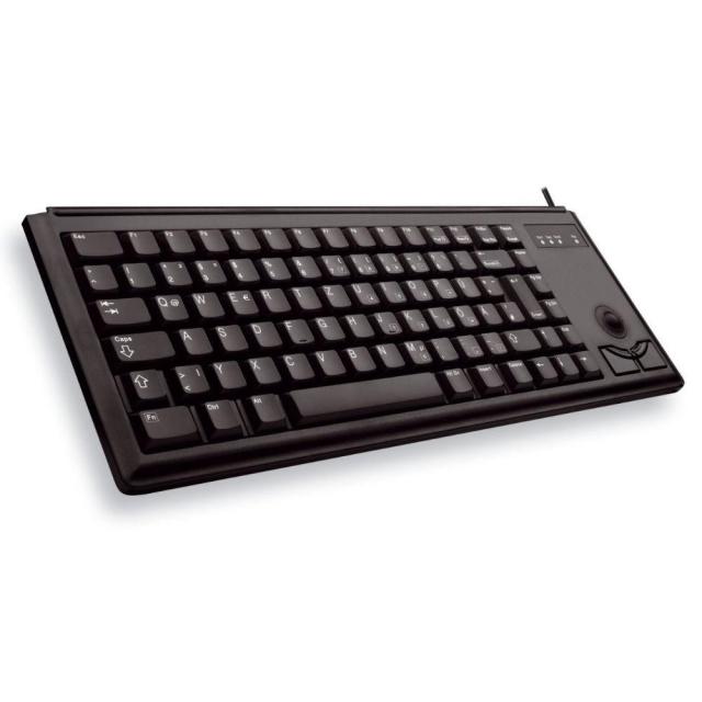 Клавиатура Cherry G84-4400, нископрофилни клавиши, вграден оптичен (500 dpi) trackball с 2 бутона, черна