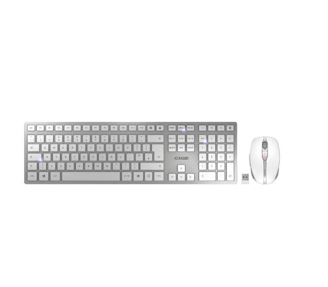 Kомплект безжична клавиатура с мишка CHERRY DW 9000 SLIM, Бял/Сребрист