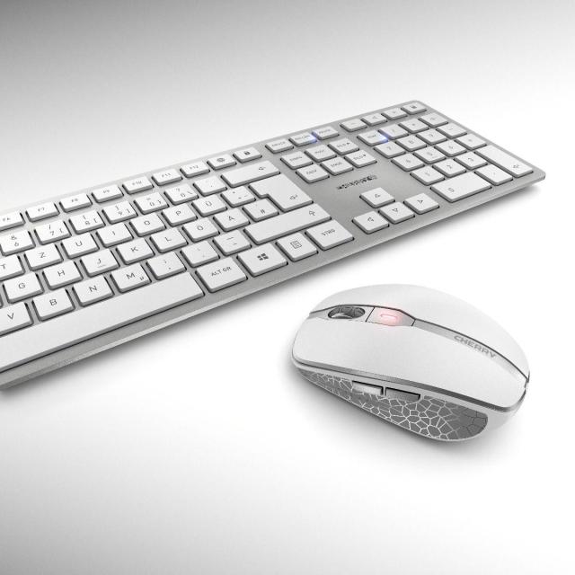 Kомплект безжична клавиатура с мишка CHERRY DW 9000 SLIM, Бял/Сребрист