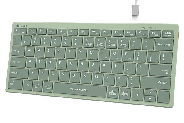  Клавиатура безжична A4TECH FBX51C FStyler Matcha green, безжична, Bluetooth/Wireless, бутони с нисък профил, свързване едновременно с до 4 устройства, kирилизирана, Зелен