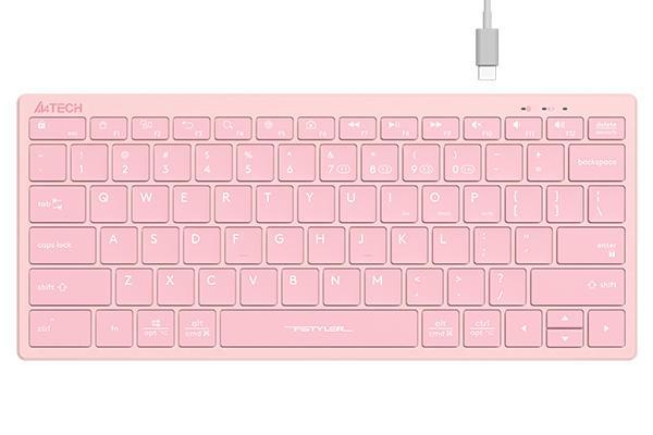  Клавиатура безжична A4TECH FBX51C FStyler Baby pink, безжична, Bluetooth/Wireless, бутони с нисък профил, свързване едновременно с до 4 устройства, kирилизирана, Розов