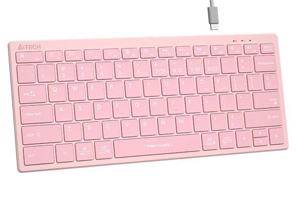  Клавиатура безжична A4TECH FBX51C FStyler Baby pink, безжична, Bluetooth/Wireless, бутони с нисък профил, свързване едновременно с до 4 устройства, kирилизирана, Розов