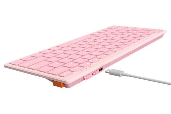  Клавиатура безжична A4TECH FBX51C FStyler Baby pink, безжична, Bluetooth/Wireless, бутони с нисък профил, свързване едновременно с до 4 устройства, kирилизирана, Розов