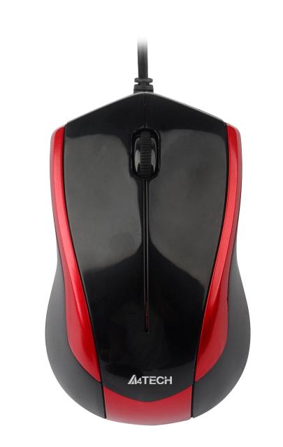 Мишка A4Tech N-400-2, V-Track PADLESS, Черен с Червен, USB