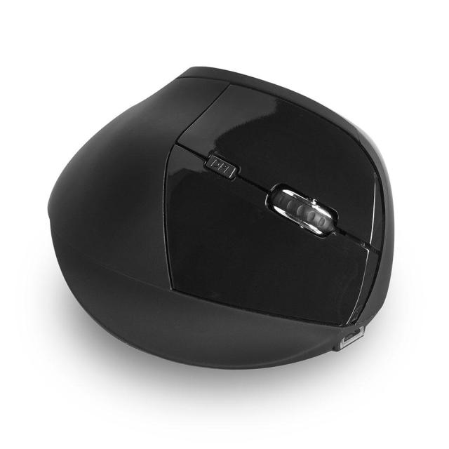 Мишка Ewent EW3158, оптична, безжична, вертикална, 800/1200/1600 dpi, 5 бутона, Черна