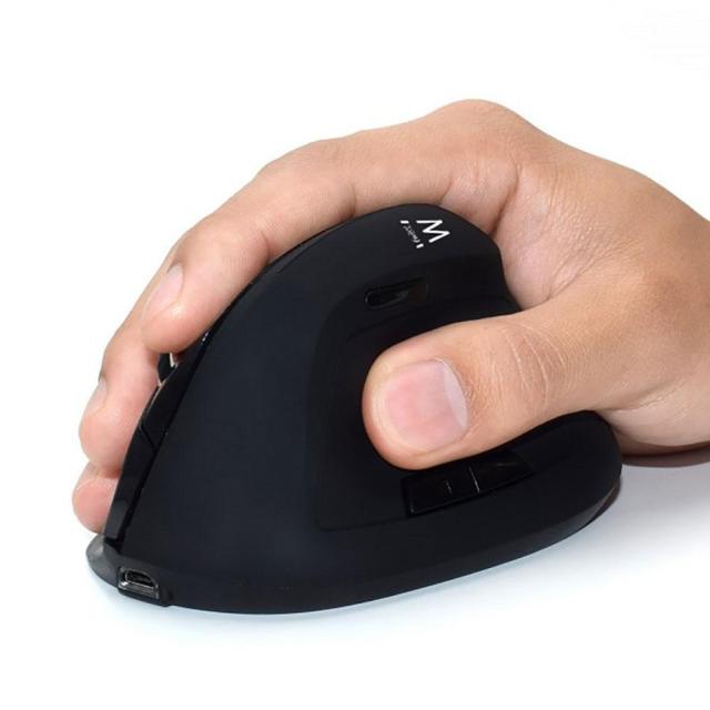 Мишка Ewent EW3158, оптична, безжична, вертикална, 800/1200/1600 dpi, 5 бутона, Черна