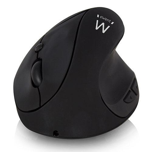 Mишка Ewent EW3150, oптична, безжична, вертикална, 1600 dpi, USB, Черна