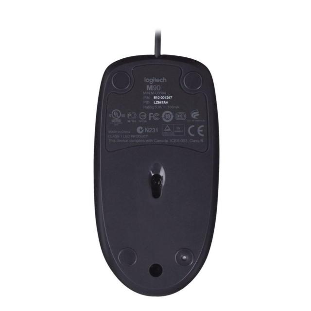 Мишка LOGITECH M90, оптична, USB, черен