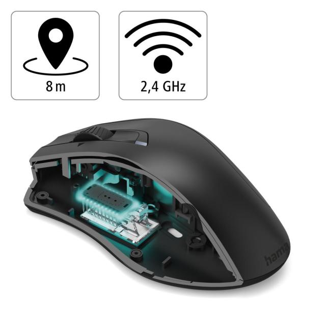 Мишка HAMA MW-900, Wireless, 7 бутона, 800-3200 dpi, Черен