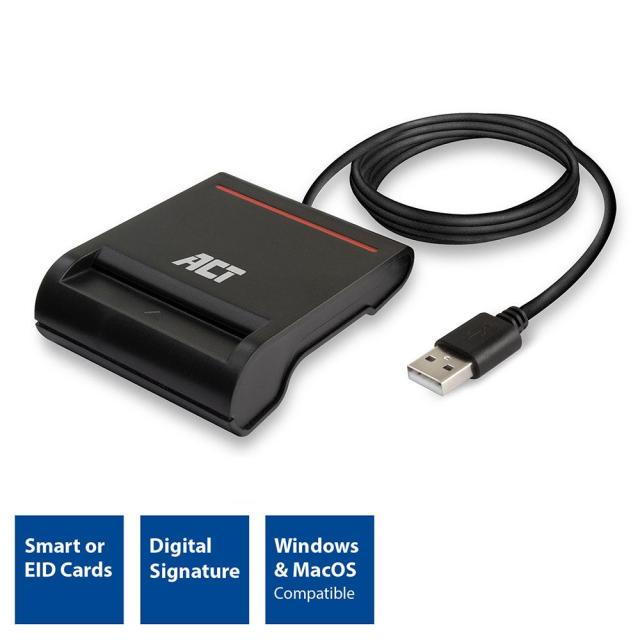 Четец на смарт карти ACT AC6015, USB 2.0, Черен