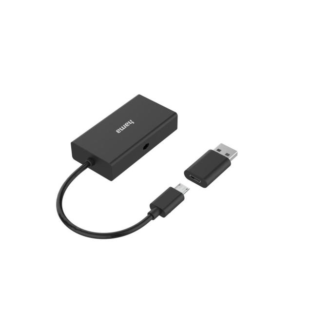 Четец за карти HAMA USB OTG Hub, USB 2.0 Type-A, SD, microSD, USB-A адаптер