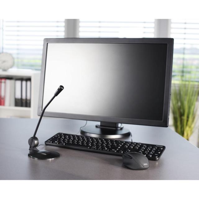 Настолен микрофон HAMA CS-461, за PC/лаптоп, 3.5 mm жак, Черен