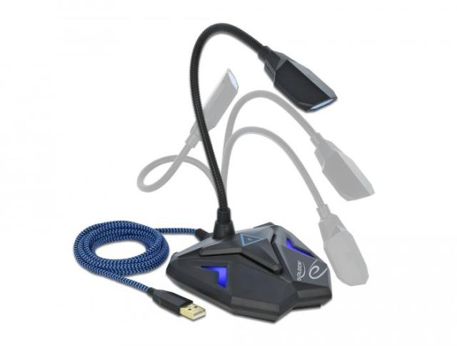 Геймърски микрофон Delock Omnidirectional, USB, Mute Button Черен