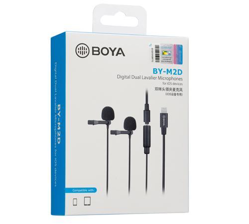 Микрофон брошка 2 броя BOYA BY-M2D, Lightning, iOS