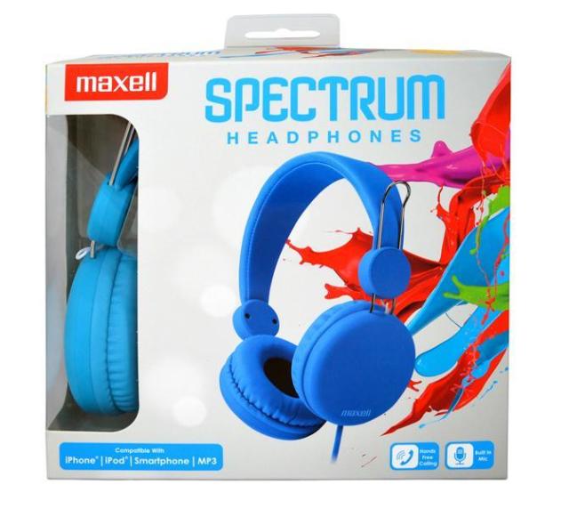 Слушалки MAXELL HP SPECTRUM SMS-10S, микрофон, 3,5 мм жак, Сини