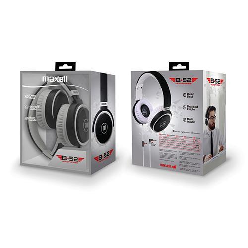 Слушалки с микрофон  MAXELL B52, 3,5 мм жак, черно/бяло