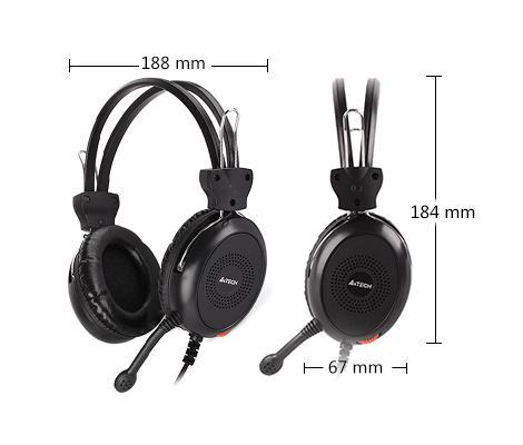 Слушалки A4TECH HU-30, Стерео, микрофон, USB, Черни