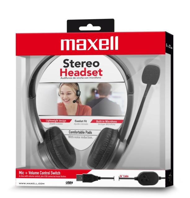 Слушалки MAXELL HS-HMIC, микрофон, USB, Черни