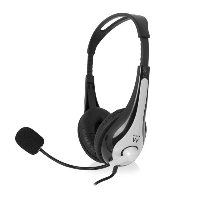 Слушалки Ewent EW3565, Микрофон, USB, 2.1м кабел, Сив/Черен