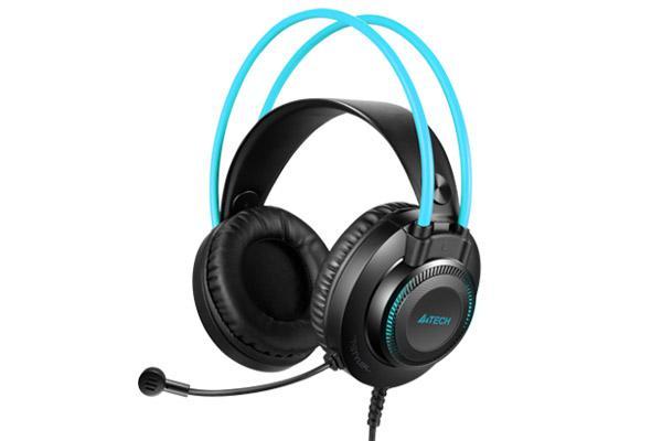 Слушалки A4TECH Fstyler FH200U, Стерео, USB, микрофон, Черен/Син