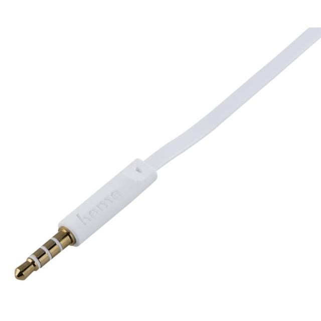 Слушалки  HAMA Joy, Микрофон, In-Ear, плосък кабел, бял, контрол на звука, Бели