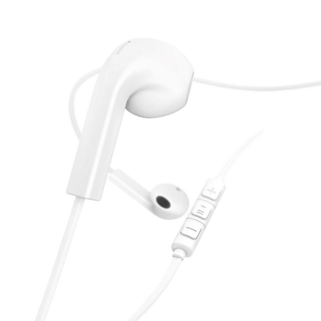 Слушалки Earbuds HAMA " Advance", Микрофон, Плосък кабел, Бял