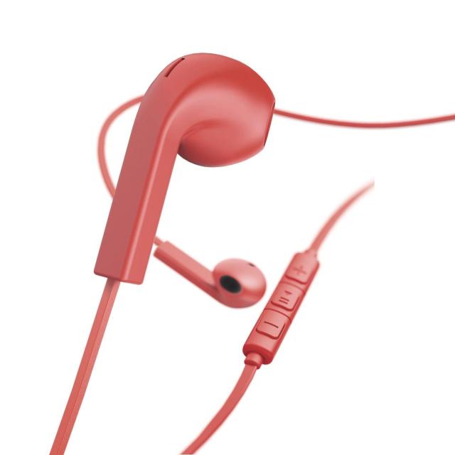 Слушалки HAMA Earbuds " Advance", Микрофон, Плосък кабел, Червени